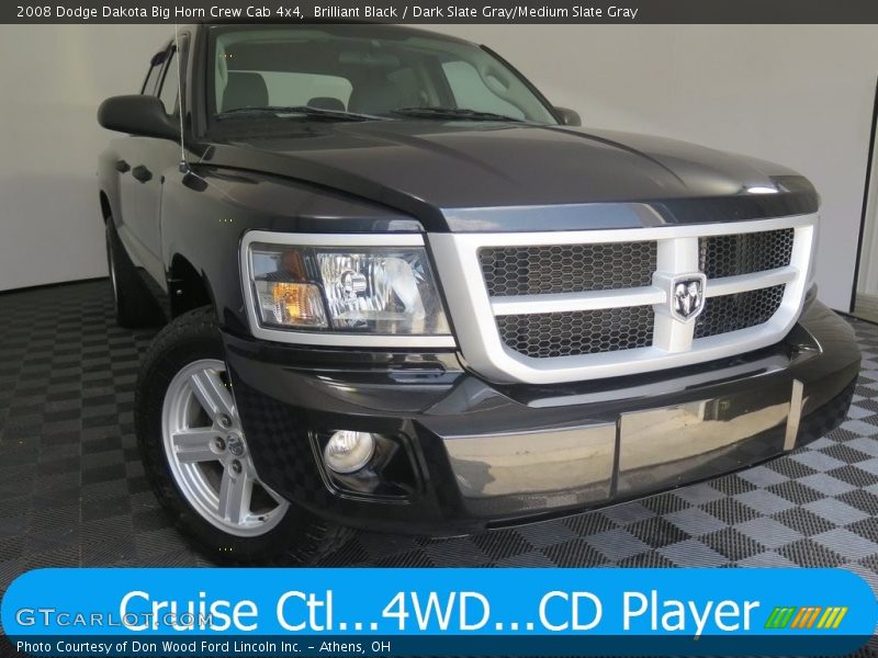 Brilliant Black / Dark Slate Gray/Medium Slate Gray 2008 Dodge Dakota Big Horn Crew Cab 4x4