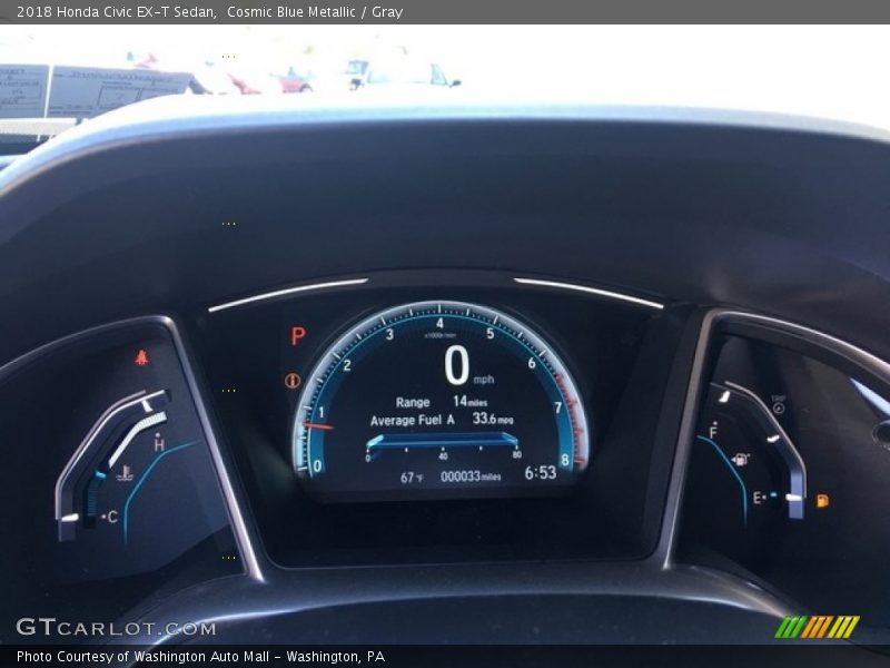 Cosmic Blue Metallic / Gray 2018 Honda Civic EX-T Sedan