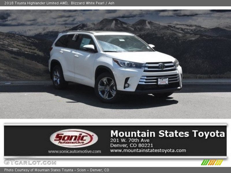 Blizzard White Pearl / Ash 2018 Toyota Highlander Limited AWD