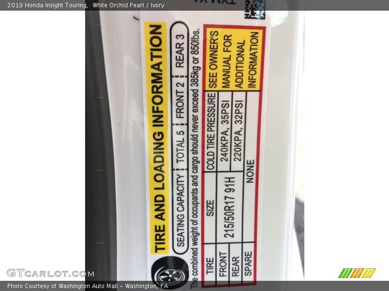 White Orchid Pearl / Ivory 2019 Honda Insight Touring