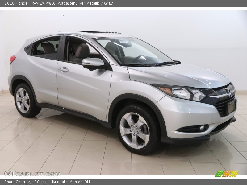 Alabaster Silver Metallic / Gray 2016 Honda HR-V EX AWD