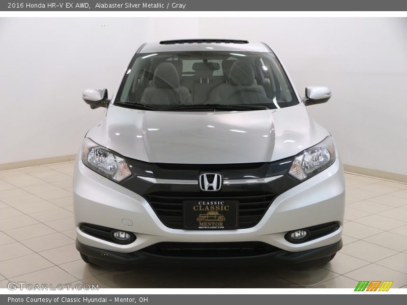 Alabaster Silver Metallic / Gray 2016 Honda HR-V EX AWD