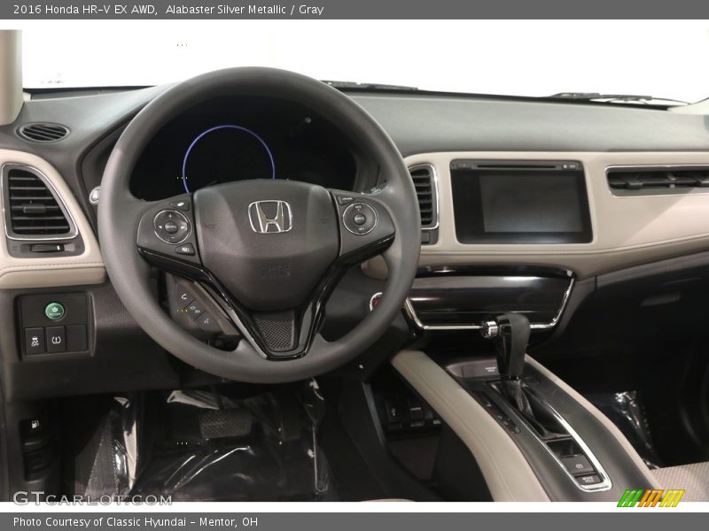 Alabaster Silver Metallic / Gray 2016 Honda HR-V EX AWD