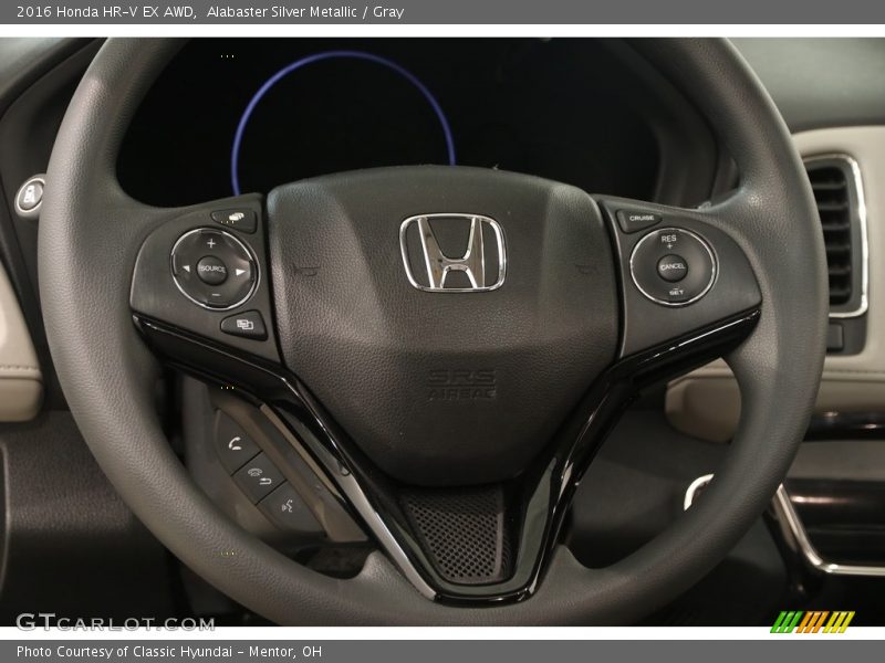 Alabaster Silver Metallic / Gray 2016 Honda HR-V EX AWD