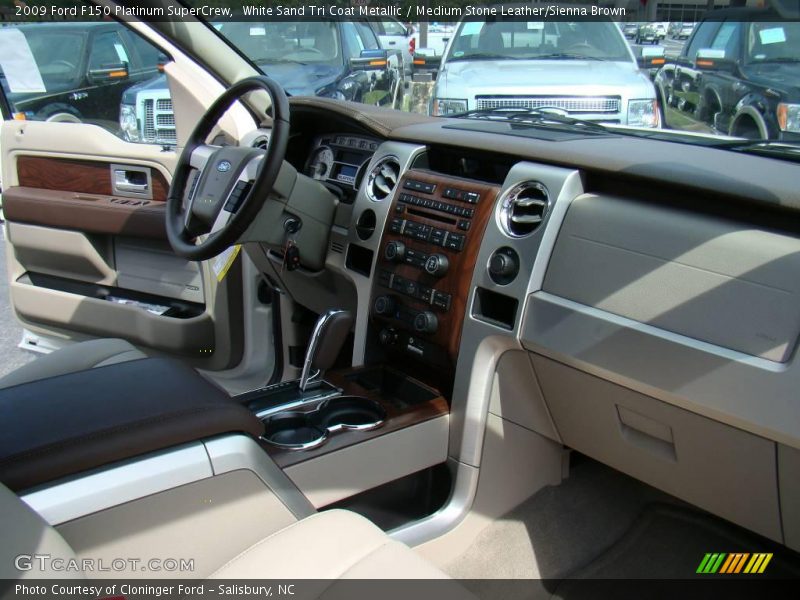 White Sand Tri Coat Metallic / Medium Stone Leather/Sienna Brown 2009 Ford F150 Platinum SuperCrew