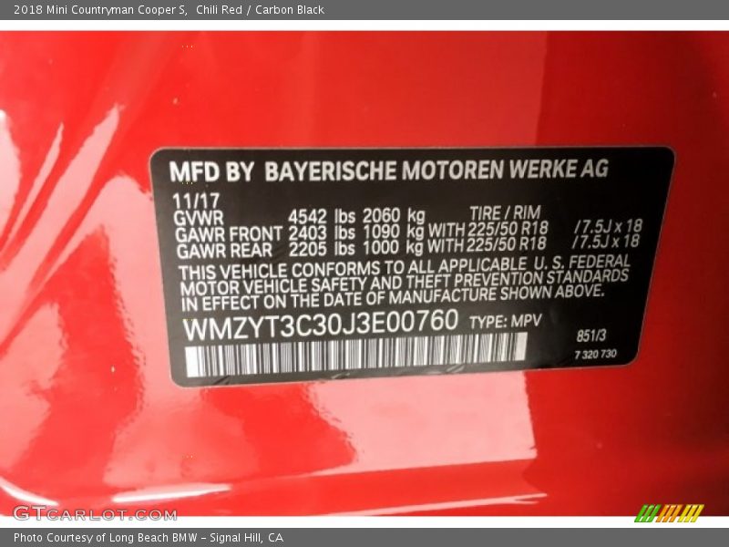 Chili Red / Carbon Black 2018 Mini Countryman Cooper S