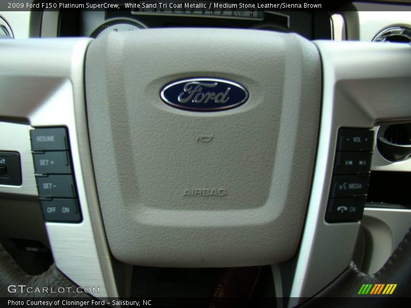 White Sand Tri Coat Metallic / Medium Stone Leather/Sienna Brown 2009 Ford F150 Platinum SuperCrew
