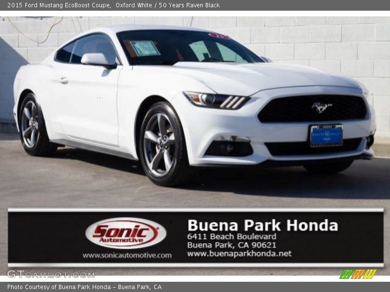 Oxford White / 50 Years Raven Black 2015 Ford Mustang EcoBoost Coupe