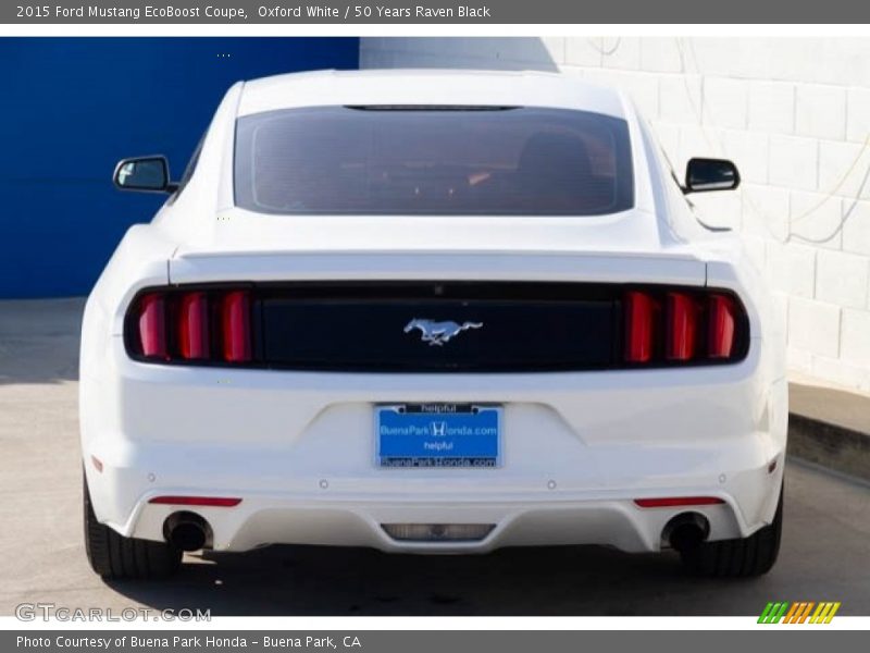 Oxford White / 50 Years Raven Black 2015 Ford Mustang EcoBoost Coupe