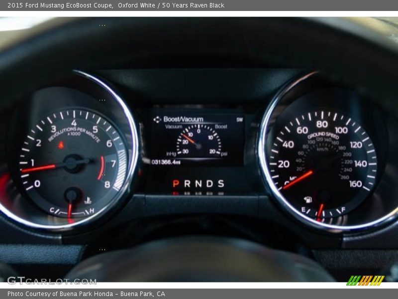Oxford White / 50 Years Raven Black 2015 Ford Mustang EcoBoost Coupe