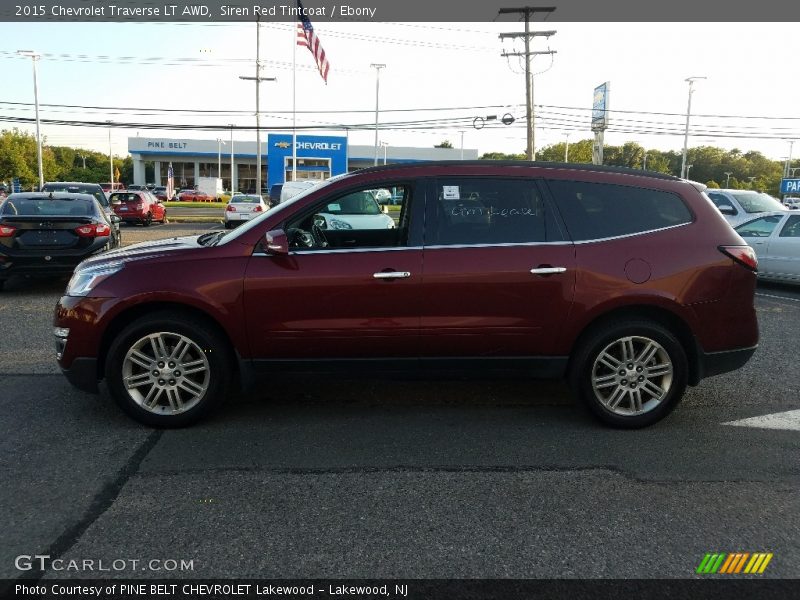 Siren Red Tintcoat / Ebony 2015 Chevrolet Traverse LT AWD