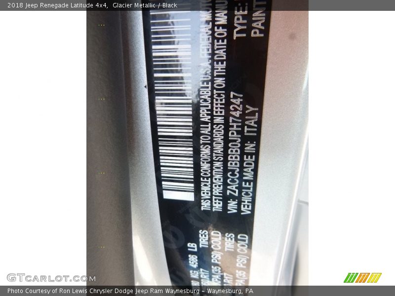 Glacier Metallic / Black 2018 Jeep Renegade Latitude 4x4