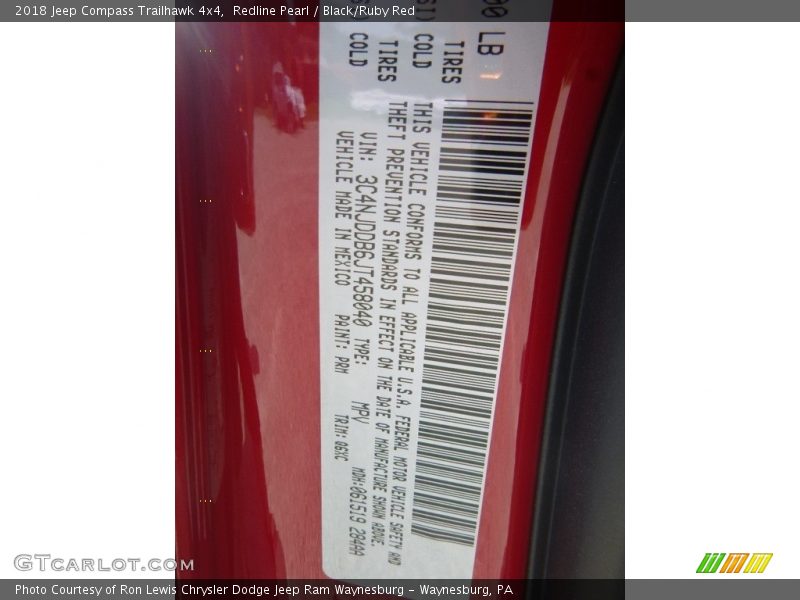 Redline Pearl / Black/Ruby Red 2018 Jeep Compass Trailhawk 4x4