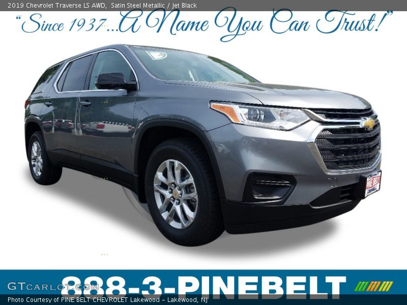Satin Steel Metallic / Jet Black 2019 Chevrolet Traverse LS AWD
