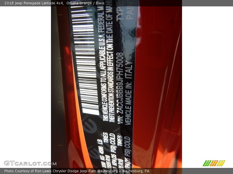 Omaha Orange / Black 2018 Jeep Renegade Latitude 4x4