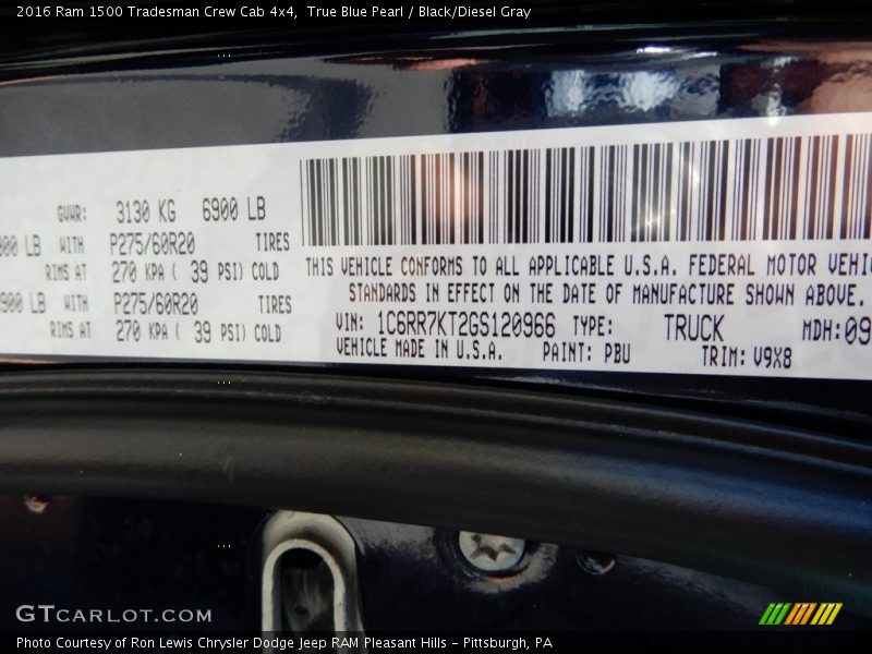 True Blue Pearl / Black/Diesel Gray 2016 Ram 1500 Tradesman Crew Cab 4x4