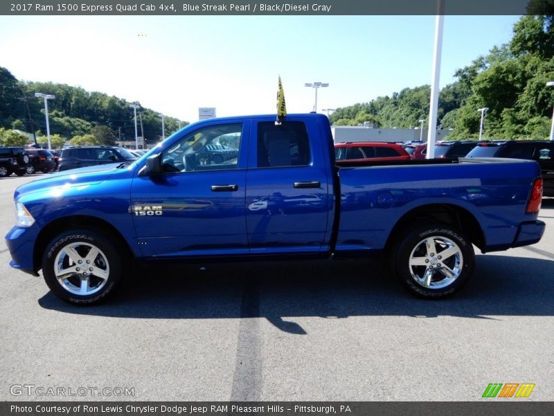 Blue Streak Pearl / Black/Diesel Gray 2017 Ram 1500 Express Quad Cab 4x4