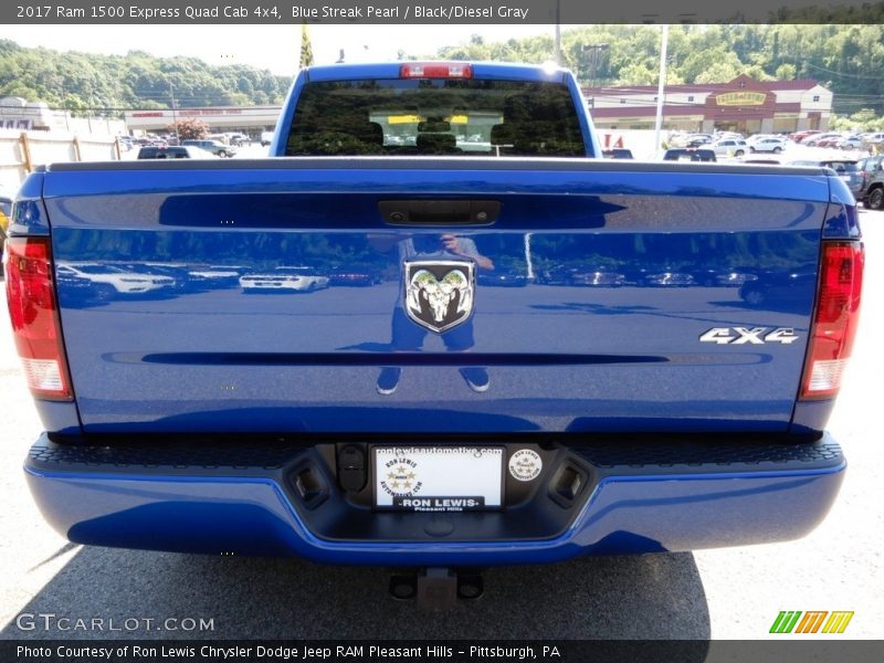 Blue Streak Pearl / Black/Diesel Gray 2017 Ram 1500 Express Quad Cab 4x4