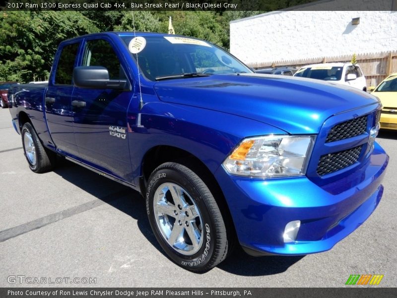 Blue Streak Pearl / Black/Diesel Gray 2017 Ram 1500 Express Quad Cab 4x4