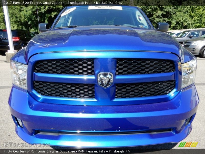Blue Streak Pearl / Black/Diesel Gray 2017 Ram 1500 Express Quad Cab 4x4