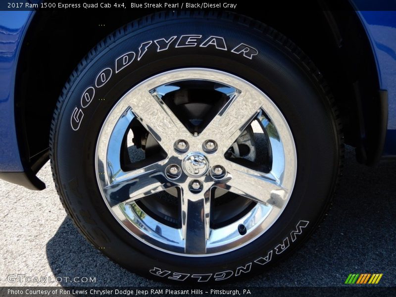 Blue Streak Pearl / Black/Diesel Gray 2017 Ram 1500 Express Quad Cab 4x4