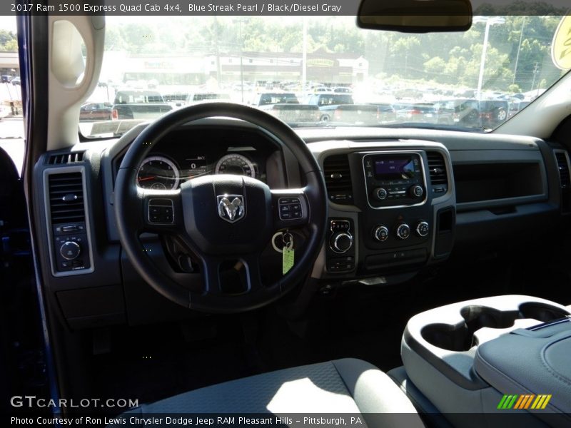 Blue Streak Pearl / Black/Diesel Gray 2017 Ram 1500 Express Quad Cab 4x4