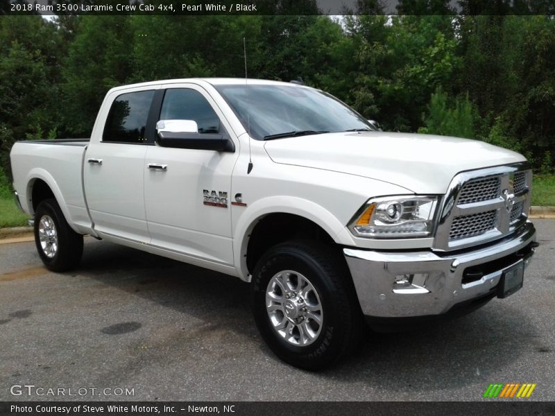 Pearl White / Black 2018 Ram 3500 Laramie Crew Cab 4x4