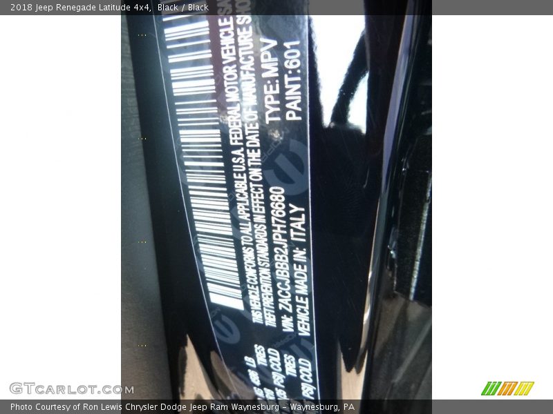 Black / Black 2018 Jeep Renegade Latitude 4x4