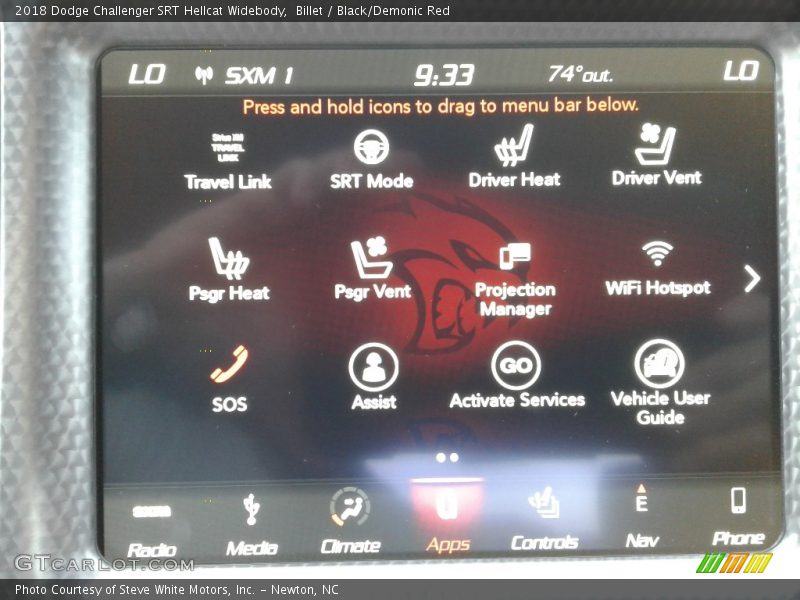 Controls of 2018 Challenger SRT Hellcat Widebody