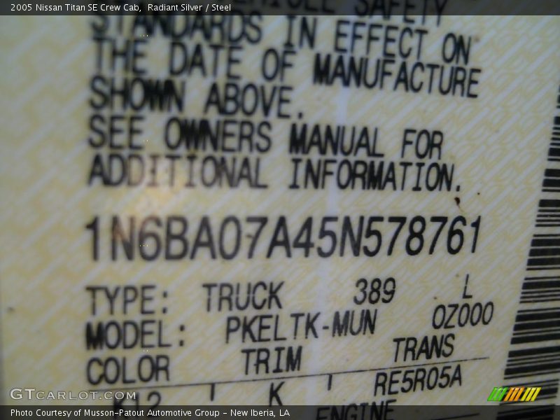 Radiant Silver / Steel 2005 Nissan Titan SE Crew Cab