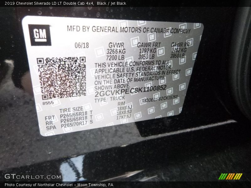 Black / Jet Black 2019 Chevrolet Silverado LD LT Double Cab 4x4