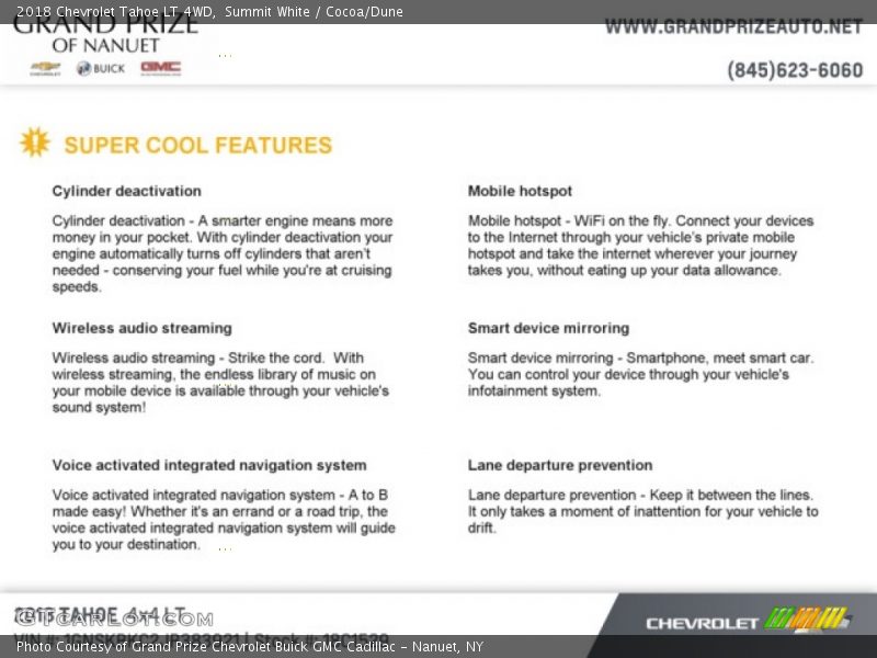 Summit White / Cocoa/Dune 2018 Chevrolet Tahoe LT 4WD