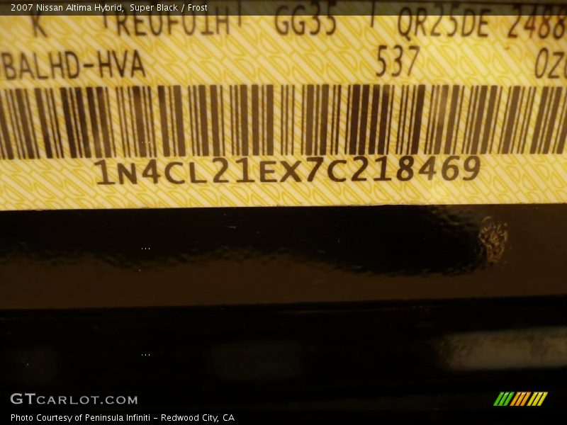 Super Black / Frost 2007 Nissan Altima Hybrid