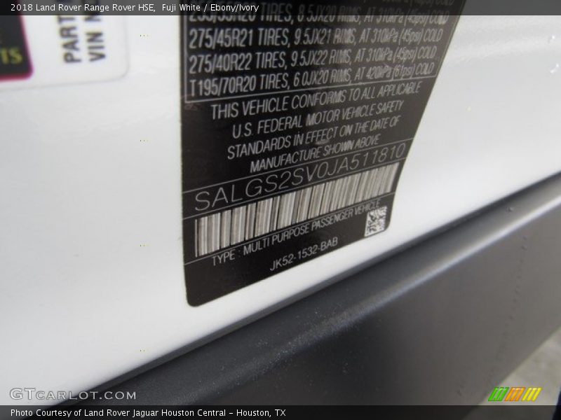 Fuji White / Ebony/Ivory 2018 Land Rover Range Rover HSE