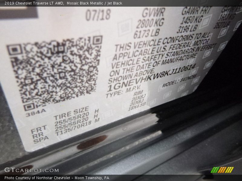 Mosaic Black Metallic / Jet Black 2019 Chevrolet Traverse LT AWD