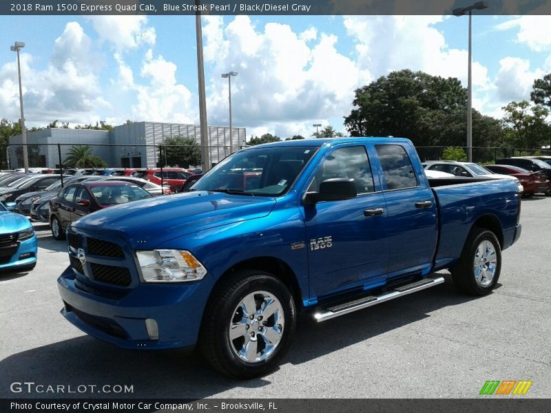 Blue Streak Pearl / Black/Diesel Gray 2018 Ram 1500 Express Quad Cab