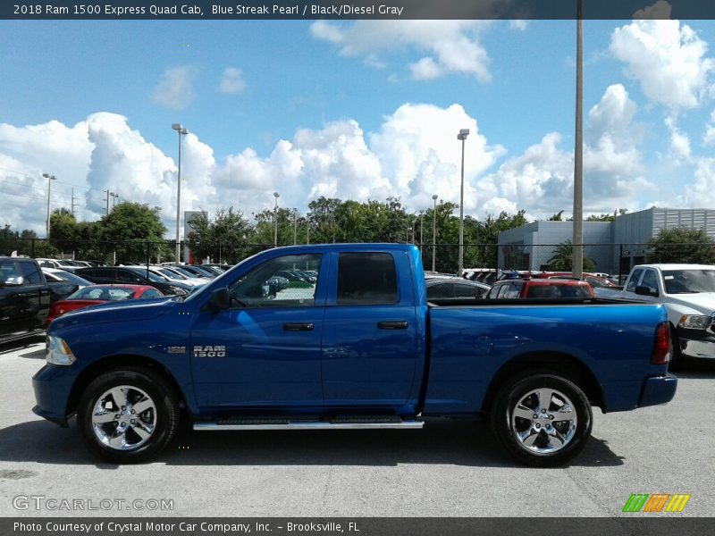 Blue Streak Pearl / Black/Diesel Gray 2018 Ram 1500 Express Quad Cab