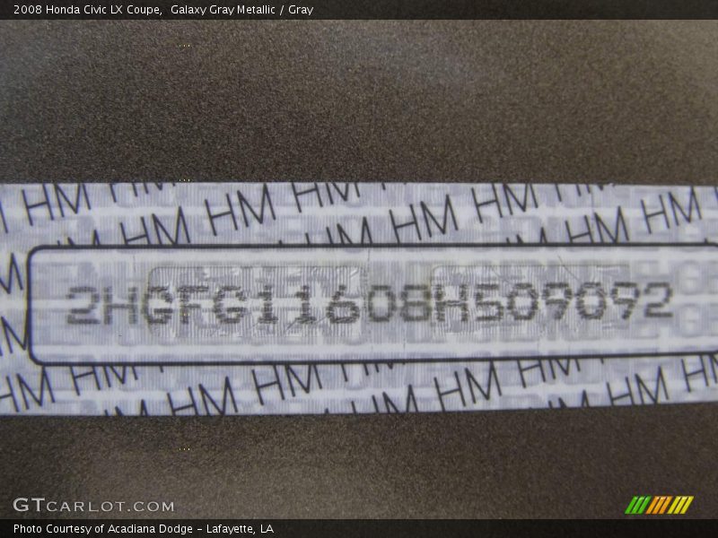 Galaxy Gray Metallic / Gray 2008 Honda Civic LX Coupe