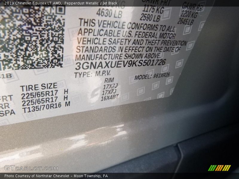 Pepperdust Metallic / Jet Black 2019 Chevrolet Equinox LT AWD