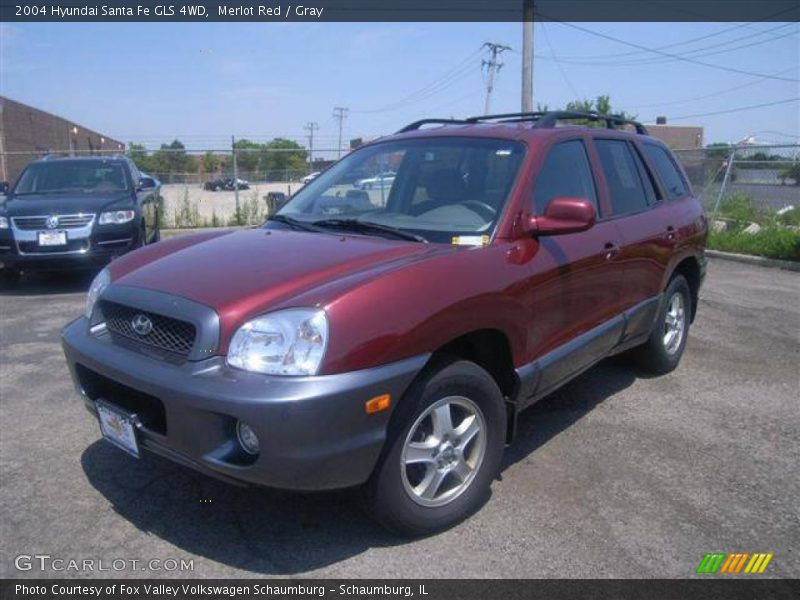 Merlot Red / Gray 2004 Hyundai Santa Fe GLS 4WD