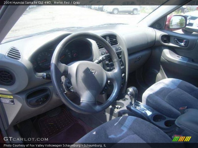 Merlot Red / Gray 2004 Hyundai Santa Fe GLS 4WD