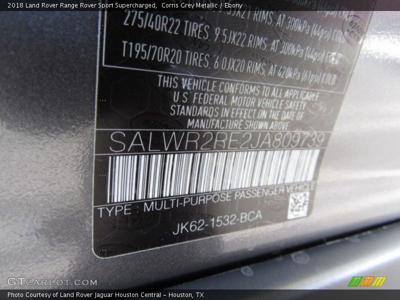Corris Grey Metallic / Ebony 2018 Land Rover Range Rover Sport Supercharged
