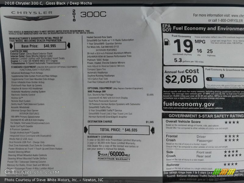 Gloss Black / Deep Mocha 2018 Chrysler 300 C