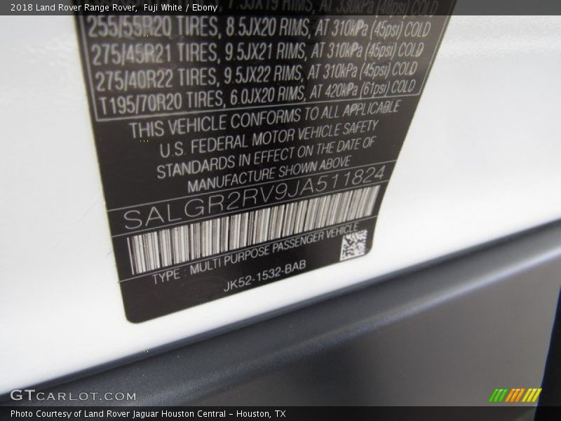Fuji White / Ebony 2018 Land Rover Range Rover