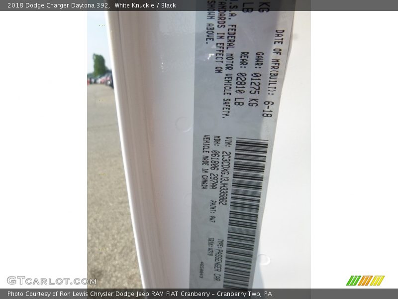 White Knuckle / Black 2018 Dodge Charger Daytona 392