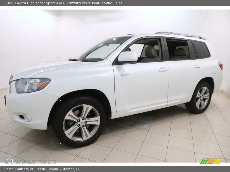 Blizzard White Pearl / Sand Beige 2009 Toyota Highlander Sport 4WD