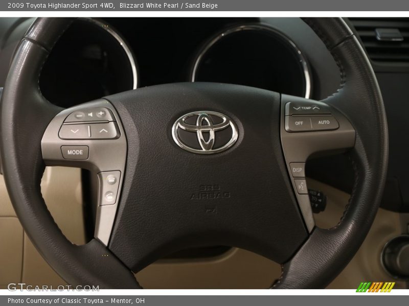 Blizzard White Pearl / Sand Beige 2009 Toyota Highlander Sport 4WD