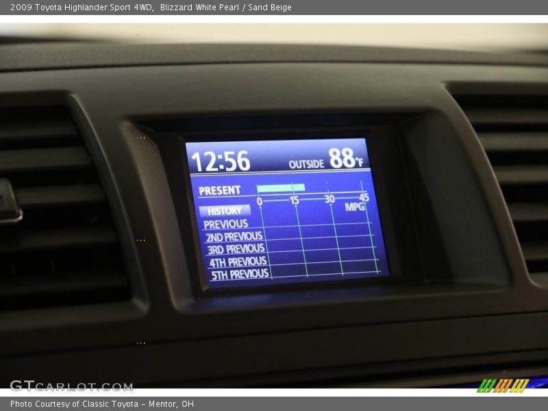 Blizzard White Pearl / Sand Beige 2009 Toyota Highlander Sport 4WD