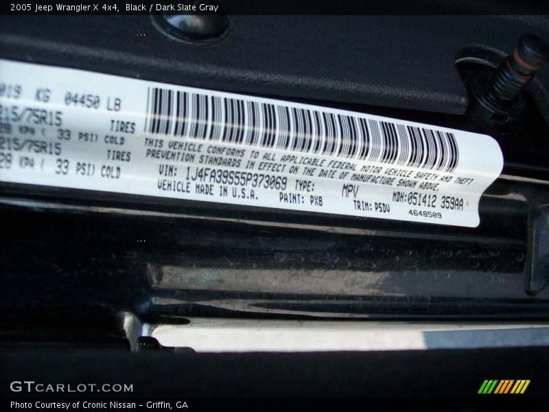 Black / Dark Slate Gray 2005 Jeep Wrangler X 4x4