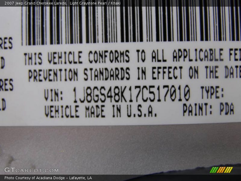 Light Graystone Pearl / Khaki 2007 Jeep Grand Cherokee Laredo
